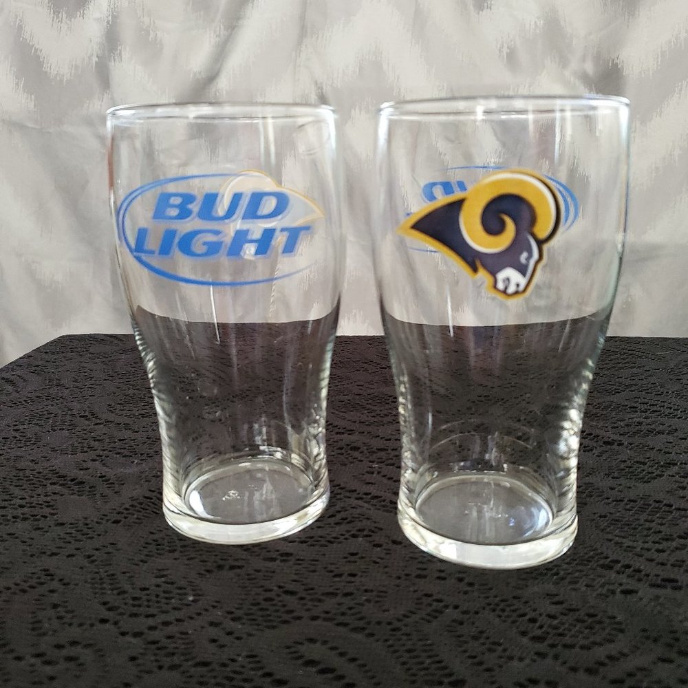 🤩3/$15! Set of 2 EUC Rams Bud Light glasses